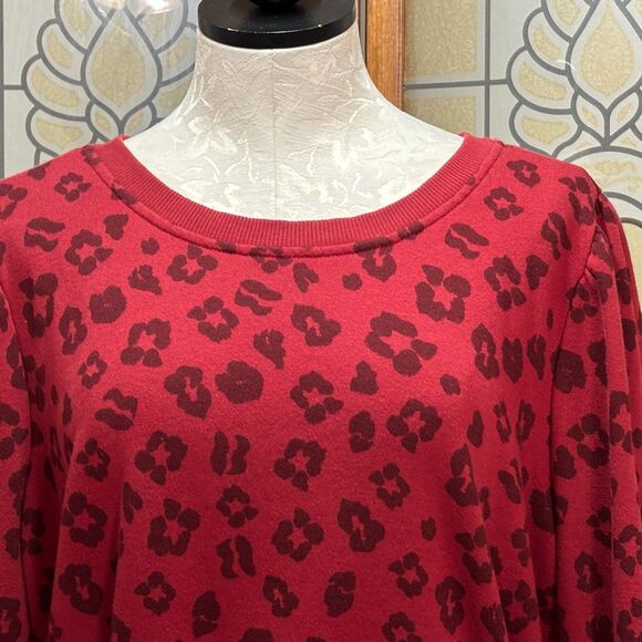 Eloquii Elements Puff Sleeve Leopard Print Sweatshirt Dress Belted Size 22/24 - Picture 5 of 15